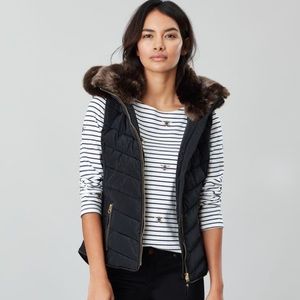 Black Vest with Faux Fur Collar Lining